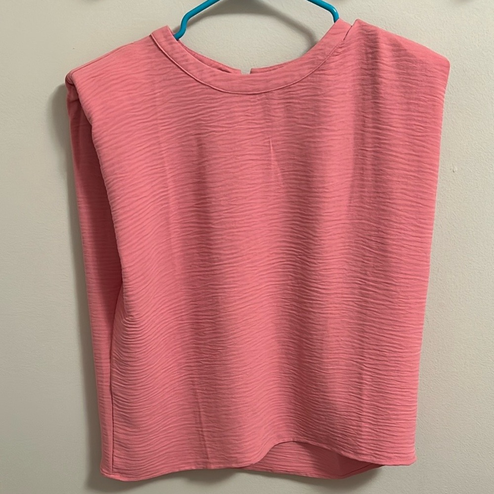 Pants Store pink tank top with shoulder pads